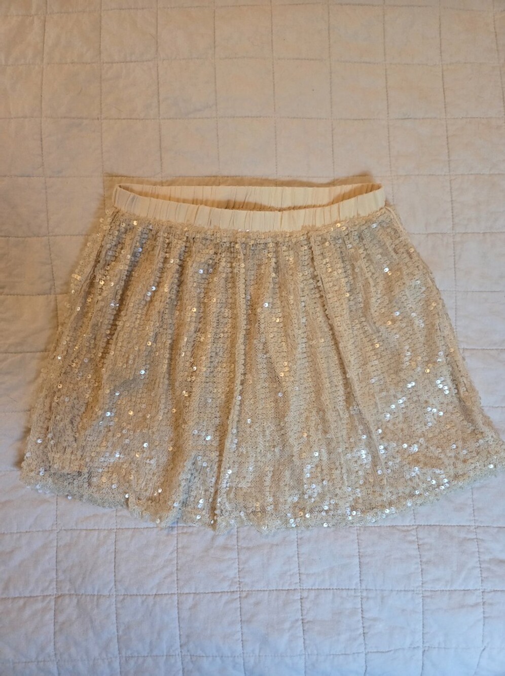 Sequined Cream Mini Skirt Forever 21 Y2k
